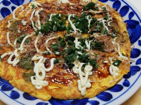 カニカマとシャキシャキ野菜のお好み焼きふう卵とじ